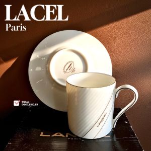 [LANCEL - PARIS] 01 Set Ly/ Tách + Đĩa Lót Cao Cấp Viền Vàng Thanh Lịch