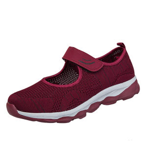Female Middle-Aged And Elderly Sports Walking Shoes Breathable Slip On Soft Bottom Comfortable Flats Shoes Womens Shoes Outdoor Travel Sports Shoes