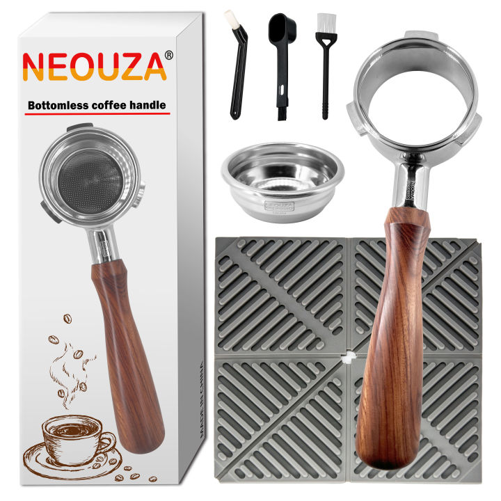 NEOUZA 58mm Bottomless Portafilter For Espresso Machines - Compatible With Breville Sage Barista, 3 Ears, Gift Set