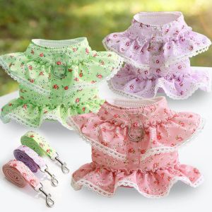 OUTOPEN Sweet Outdoor Pet Costumes Collar Dog Supplies Harness Leash Dog Harness Dog Leash Pet Supplies Puppy Vest