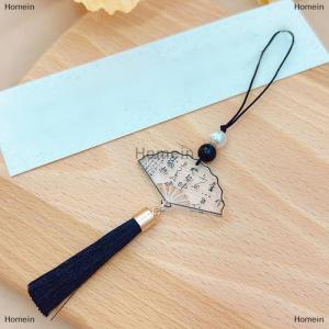 [COD] Homein New Chinese Style Ink Calligraphy Butterfly Fan Pendants Mobile Phone Chain Anti Lost Lanyard Vintage Keychain Bag Pendant Gifts