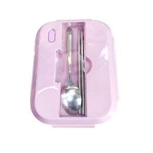 Hộp Cơm Thủy Tinh 1L 3 Ngăn Kèm Muỗng Đũa Inox - Chịu Nhiệt Chống Tràn Có Giá Để Điện Thoại - Mang Cơm Văn Phòng