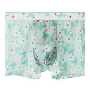 Biển yadou Đồ Lót Nam Viscose mỏng thoáng khí kháng khuẩn Boxers thân thiện với da nhanh chóng làm khô Boxers ren in họa tiết Boxers