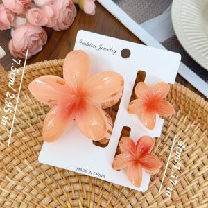 Hawaiian Plumeria Flower Hair Clips Fashion Flower Hairpin Grips Shark Claw Clips Barrettes Women Colorful Hair Accessories