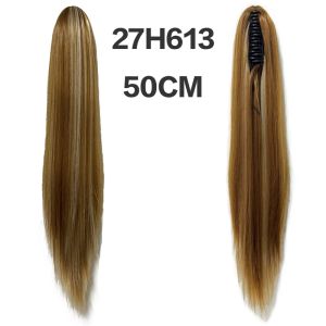 50CM Smooth Long Straight Hair Clip Ponytail Wig Easy-care Long Straight Hair Ponytail Wig Hair Heat-resistant Synthetic Fiber Hair Smooth And Shiny Light And Breathable Versatile For Everyday Use Multiple Colors Available