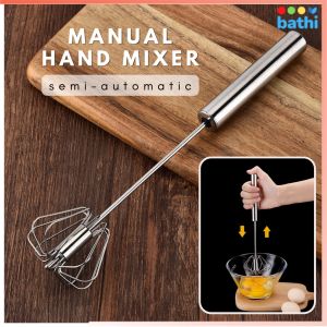 Manual Hand Mixer Semi Otomatis Putar Ketika Di Tekan Pengocok Telur Susu Stainless Steel