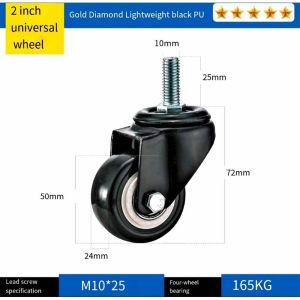 High Quality Black Caster Wheels 1.5-2 Rotate  With Lock Trolley Wheels For Office Chairs Shopping Cart Factory