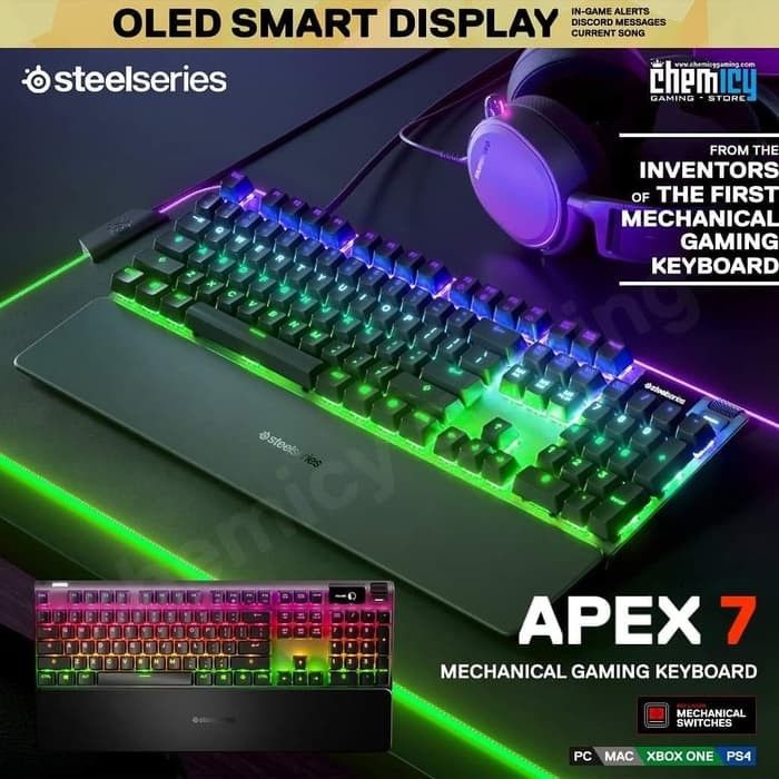 Steelseries Apex 7 Fullsize RGB OLED Mechanical Gaming Keyboard ...