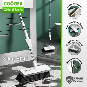 COOGER Sikat Lantai 3IN1 Dengan Wiper Untuk Kamar Mandi Segala Ukuran Berputar 360 Derajat Sikat Serbaguna