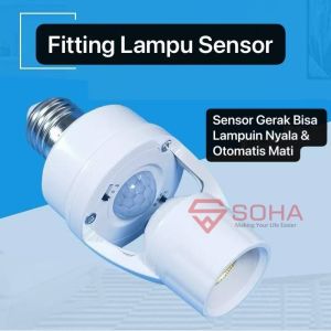 ART-084 Fitting Sensor Lampu Bohlam Sensor Gerak Otomatis Nyala Lampu BohlM E27 100-240V 60W Holder Lampu