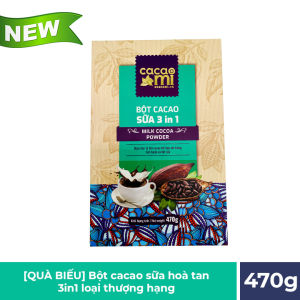 Bột ca cao sữa hoà tan 3in1 thơm ngon CACAOMI pha trà sữa chocolate sô cô la nóng chuẩn vị cacao nguyên chất  làm quà biếu tặng 470g