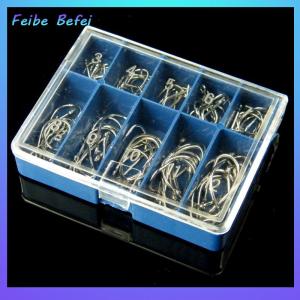 [Feibe Befei] 100Pcs #3-#12 Black Freshwater Fishing Hooks Carbon Steel Carp Fishhooks Barbed Hooks Kit Fishing Tackle Accessories