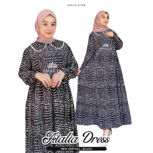Nararaya Gamis Susun Rayon TALIA MIDI DRESS LD 110 Motif Totol Polkadot Premium | Bajuu Wanita Busui