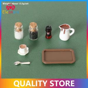[Eleanor] 7Pcs Desktop Scene Simulation Micro Model Parts Handmade Miniature Dollhouse Coffee Cup Model Decorative Tray Plate Accessories