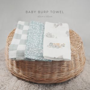 Henry’s Goods - ผ้าอ้อม มัสลิน ใยไผ่ ผ้านิ่มมาก ผ้าห่อตัว พาดบ่า สำหรับทารก สีฟ้า 3 ชิ้น (ขนาดกลาง 60x60ซม.)