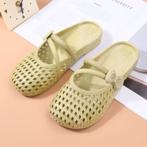 [Free Shipping] Hollow-Out WomenS Mules Breathable Lightweight Non-Slip Soft-Soled Comfortable Half-Slippers