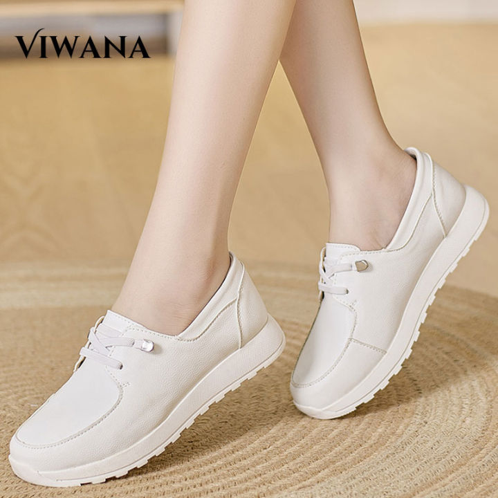 VIWANA White Sneakers Shoes For Women Korean Style Slip On