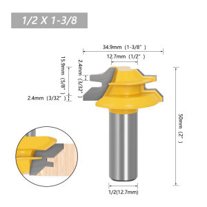1/2"1/4“ Shank 45° Lock Miter Router Bit 1/4*1-3/8 1/2*1-3/8 1/2*2 1/4*2 Tenon end Milling Cutter Tools Drilling Milling For Wood working Stock Tenon Cutter for Woodworking Tools Wood