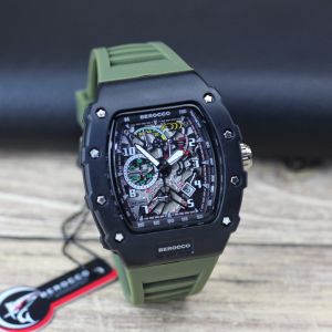 Jam tangan Berocco 3 tali rubber chrono off tanggal aktif pria original
