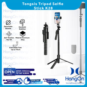 VCT Tongsis Smartphone Selfie Stick K28 Stabilizer Tripod Alumunium Alloy 175cm Selfiestick with Detachable Remote Control Bluetooth