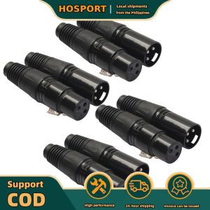 【HOSPORT】 8pcs 3Pin XLR Connector Microphone Plug Male Female Adapter MIC Wire Connector
