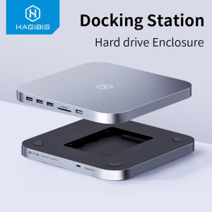 Hagibis MC25 PRO DP HD USB C Hub สำหรับ Mac Mini M1M2 Studio HDD Enclosure 2.5 SATA NVME M.2 SSD HDD Case USB C 3.1 Gen2 DP HD