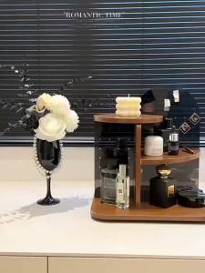 Sacesr Rotate Makeup Storage Holders Wooden Retro Luxury Makeup Display Racks Household Portable Movable Cosmetic Organizer Holders N7Y3P