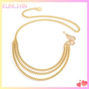 [KUNLIAN] Tính Khí Bướm Eo Chuỗi Thanh Lịch Nhiều Hai Lớp Bướm Tua Eo Chuỗi Vành Đai Cho Phụ Nữ Thời Trang Kim Loại Cao Eo Cơ Thể Chuỗi Ăn Mặc Phụ Nữ Vành Đai