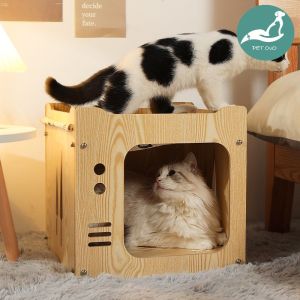 Cat Bed Cat House Small Dog Bed Indoor Outdoor House with Cushion Plastic Waterproof Cat Condo Breathable Moisture-proof