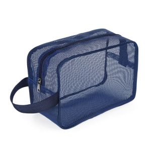 ROLL Quick Dry Mesh Shower Bag Grey Blue Mesh Makeup Handbag Portable Leaking Water Bathroom Carry Tote Bathroom Shower Organizer