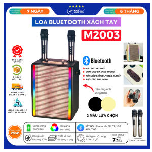 [TẶNG KÈM MICRO] Loa Bluetooth M2003 Hiệu Ứng LED RGB Hiện Đại Loa Bọc Da Dung Lượng 2400MAH Công Suất 20W