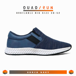 Sepatu Sneakers Pria Casual Sporty Bahan Knit Adem QUADRUN Vorza Navy