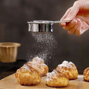 Stainless Steel Flour Sifter Fine Flour Sieve Sugar Powder Sieve Mesh Strainer Various Uses Baking Sifter with Handle Flour Strainer Kitchen Tools