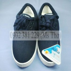 Giày Vải Asia màu xanh đen Có Dây Buộc
