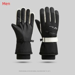SERAPHYXO With Zippered Pocket Ski Gloves Full Finger Thicken Touchscreen Gloves Thermal Plush Motorcycle Gloves Camping