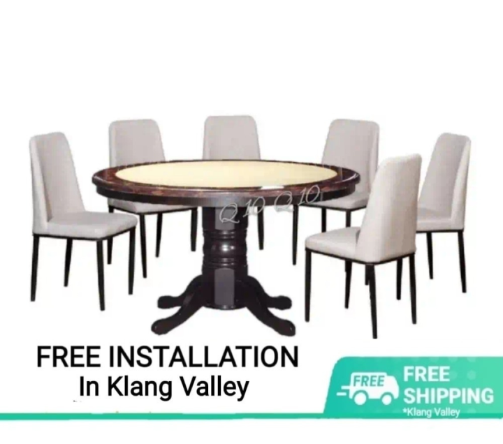 Q 10 - 6 Seater Marble Dining Table / Round Marble Dining Table / Marble Top Round Dining Table ...