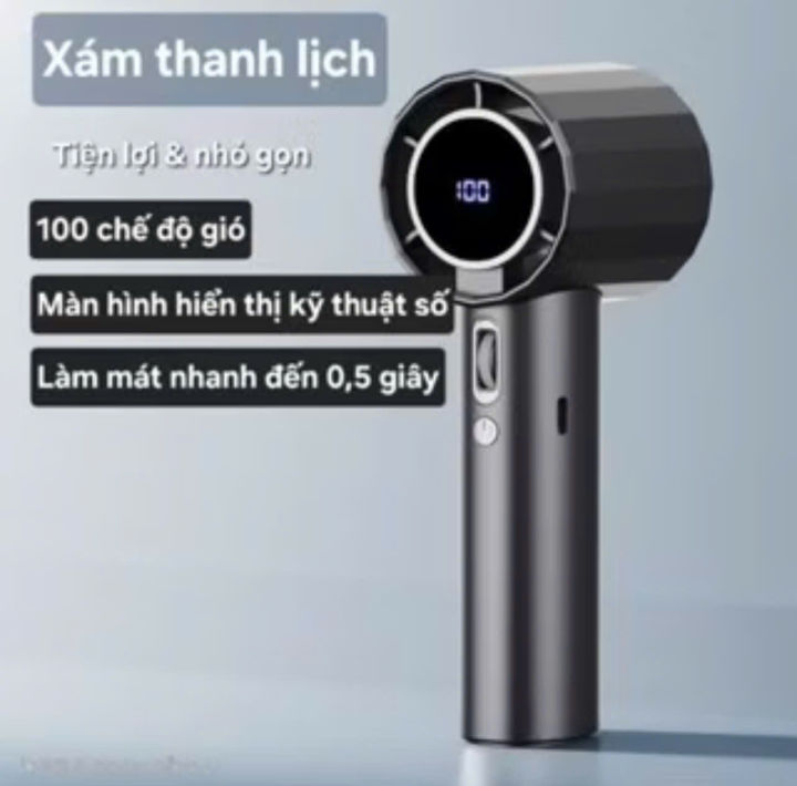 Quạt cầm tay,quạt cầm tay mini,màn hình LED hiển thị 100 tốc độ gió và ...