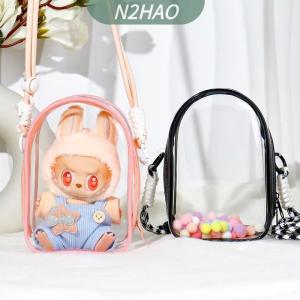 【N2HAO】 1ชิ้น labubu ถุงผ้าคอตตอน15ซม. กระเป๋าผ้าพีวีซีถุงเก็บของกระเป๋ากันฝุ่นกระเป๋าปกป้อง