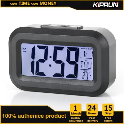 KIPRUN Mini Alarm Clock LED Backlight Temperature Date Display Clocks