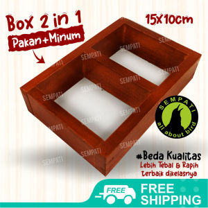 SEMPATI Tempat Makan Burung Merpati Wadah Pakan Minum Burung Kotak Makan Merpati Balap Kotak Kayu 2 Lubang Cepuk Wadah Makanan Ternak Koloni Merpati Perkutut KT2LBG