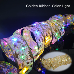 4M 40LED Double Layer Fairy Lights Christmas Tree Lights Battery Power Christmas Ribbon Bows With LED Strings For Gift Boxes Christmas Tree Ornaments Christmas Ribbon light Christmas Decor