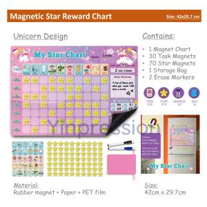 Magnetic Reward Chart Board For Kids Customizable Weekly Calendar Daily Routine Rewards Good Habits Self-Discipline Good Behavior Responsibility Children Educational
