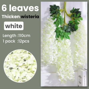 12pcs Wisteria Artificial Flower Hanging Garland Vine Fake Flower Ivy Leaf Flowers Rattan For Home Garden Wedding Decoration Spring Summer Decor