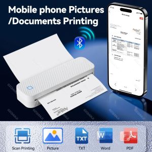 Mini A4 Thermal Printer Bluetooth Portable Wireless Machine with Paper Case for Mobile World PDF Picture Print Home Office Use