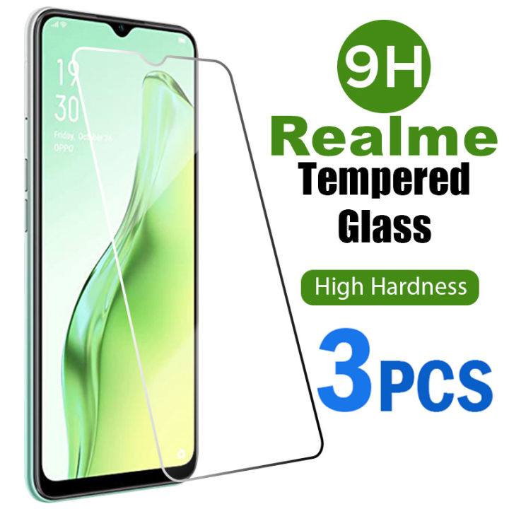 Glass Protector Realme C3 Transparent Cover 3pcs Clear Tempered