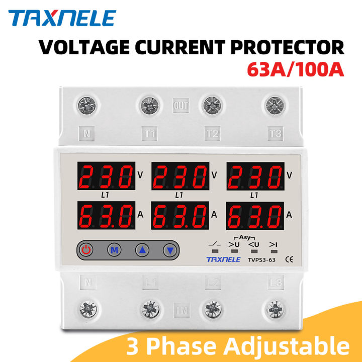 3 Three Phase Voltage Current Relay Protector 100A 63A 60A 220V 3P Over ...