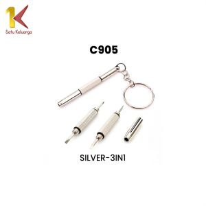 Satu Keluarga Gantungan Kunci Obeng 3IN1 Obeng Mini Serbaguna C905 Keychain Screwdriver Plusminus