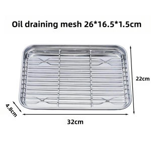 Buy 1 get 1 Stainless Steel Baking Tray Plate BBQ Tray Removable Cooling Rack Set Baking Pan Sheet Kitchenware