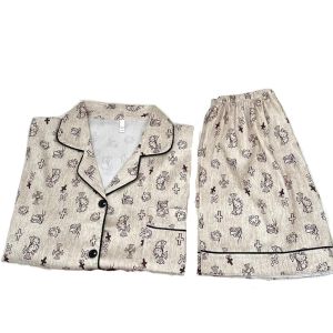 GOOTRADES ลายจุด ชุดนอนแมวคิตตี้ แขนสั้น คอวี ชุดนอนสองชิ้น น่ารัก ชุดอยู่บ้านผู้หญิง ชุดนอนแบบขาสั้นและเสื้อชั้นใน ผู้หญิงสาว