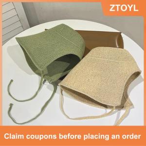 【ZTOYL】 Lanh rơm Regency bonnets mũ cho phụ nữ Sun hat Bow bãi biển cap lớn rộng vành cloche hat chapeau Femme ren lên ngoài trời mùa hè